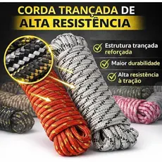 Corda de Nylon Trançada 20m, 40 Metros Multiuso Camping Escalada Amarração Resistente