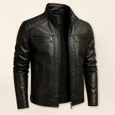 Jaqueta De Couro Masculina Slim Forrada Impermeável Casaco Blusa de Frio