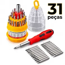 Kit Jogo de Chaves  31 Cabeças Precisão Fenda Torx Philips Conserto Celular Tablet Notebook