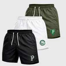 Kit 3 Mauricinhos Shorts Tactel Bermuda VERDAO 2026 Futebol Masculino Esportivo Torcedor Treino Academia