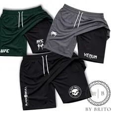 Kit 3 Bermuda Compressão Shorts Com Elastano Black/UFC02/VNM Dry Fit Confortavel Treino Esportes