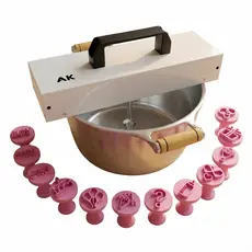 Panela de Brigadeiro Pequena 22 cm de diâmetro + 15 Brindes - Aluminio Grosso, Haste inox - Faz uma receita em 5 minutos