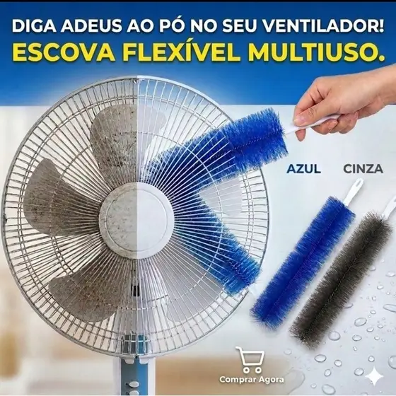 Escova Multiuso para Limpeza Ventilador Removedor de Poeira Espanador Microfibra Flexível