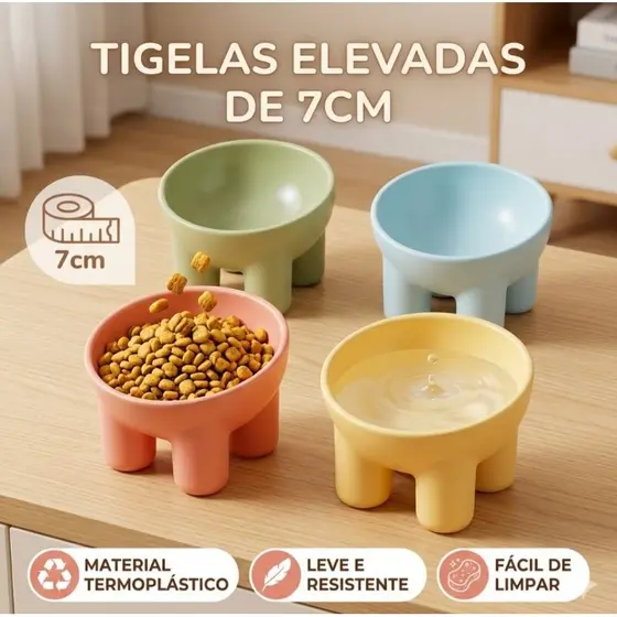 2 unidades Comedouro Bebedouro Tigela Vasilha Elevada Pé de Elefante Pet Gato Cachorro