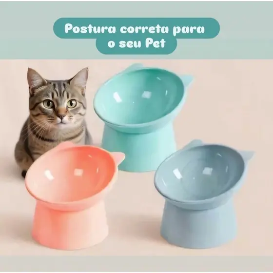 Comedouro Bebedouro Tigela Vasilha Elevada Anti engasgo Alimentação Pet Gato Cachorro