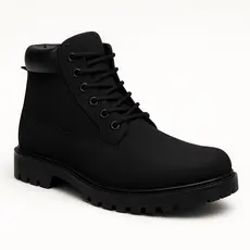 Bota Masculina Casual Preta Sola Tratorada em Couro Bota Adventure Lisa Basica Premium Oferta