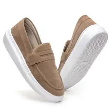 Sapato Masculino Mocassim Sola Alta  Macio Confortável Camurça Luxo Premium Loafer Derby