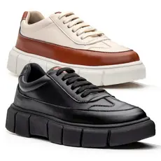 KIT 2 pares Tênis Masculino Sneker Elegante Tratorado Sola Alta Moderna com Palmilha Confortável Macio Casual