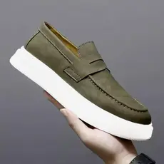 Sapato Masculino Mocassim Loafer Camurça Luxo Preto Sola Alta