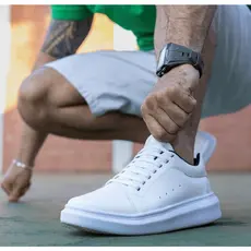 Tenis Sneaker Masculino Oversized Sola Alta Atria shoes Premium Basic Branco e Preto Promoção