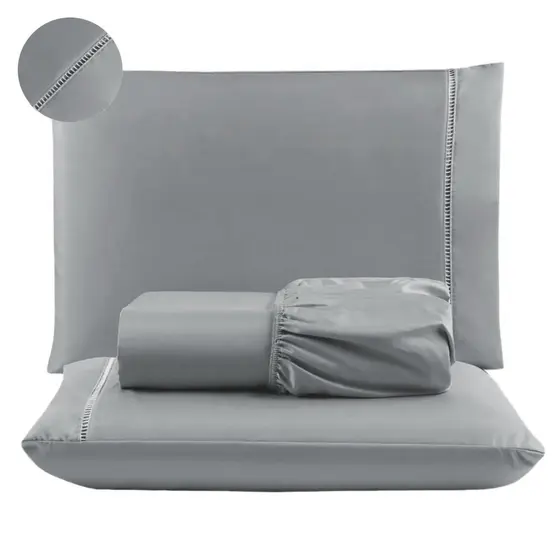 Cama Casal Queen Lençol 3 Peças Micro Percal 400 Fios Ponto Palito