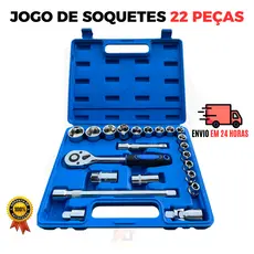 JOGO DE SOQUETE SEXTAVADOS 10 AO 32 MM COM ENCAIXE DE 1/2 POL 22 PEÇAS