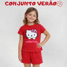 Kit com 02 Peças Conjunto Infantil Estampado Verão Minnie Hello Kit 100% Algodão Premium Confortável Volta as Aulas