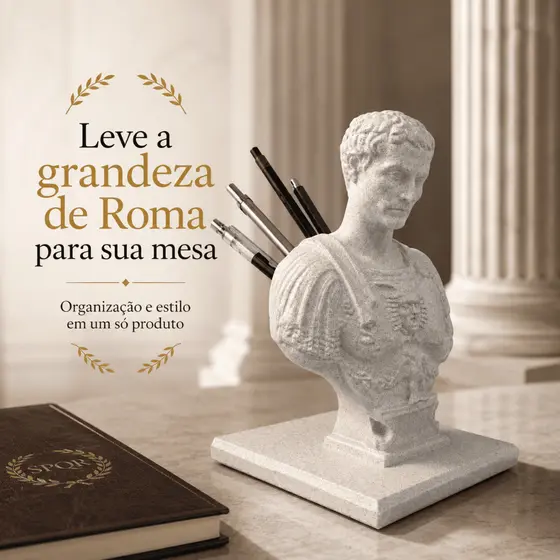 Porta Caneta Lápis Decoração Júlio Cesar 15cm