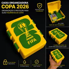 Caixa Organizadora para Figurinhas Copa 2026 – Estojo Porta Figurinhas Compacto e Resistente