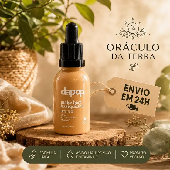 Base Líquida Dapop Make Bem Basiquinha Oil Free Ácido Hialurônico + Vitamina E Alta Cobertura