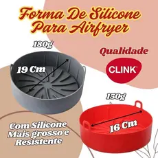 Forma Para Cozimento Redonda 19CM X 19CM X 7,7CM Ou 16CM X 16CM X 7,7CM  De Silicone Para Air Fryer