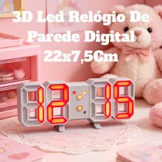 3D Led Relógio De Parede Digital Fonte Vermelha 22x7,5Cm Decoração Design Moderno Luz Noturna