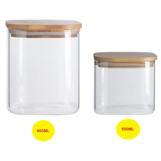 Pote Hermético Quadrado 800ml 500ml de Plástico para Armazenamento de Alimentos Grãos Cereais Bolachas Multiuso