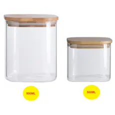 Pote Hermético Quadrado 800ml 500ml de Plástico para Armazenamento de Alimentos Grãos Cereais Bolachas Multiuso