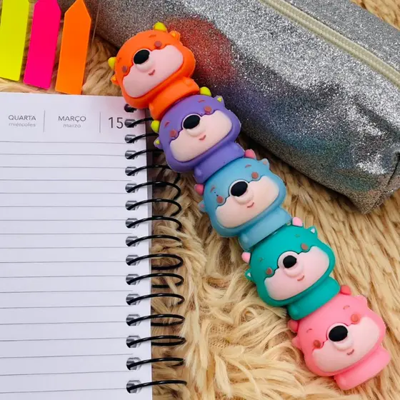 Mine Marca Texto Textos Infantil Empalhável Ursos Cachorro Sapo Multicolorido Escolar 5Unis Material Fofo