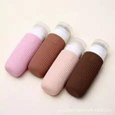 Kit Frascos Dispenser 90ML Silicone Com Estojo Transparente Para Produtos De Beleza