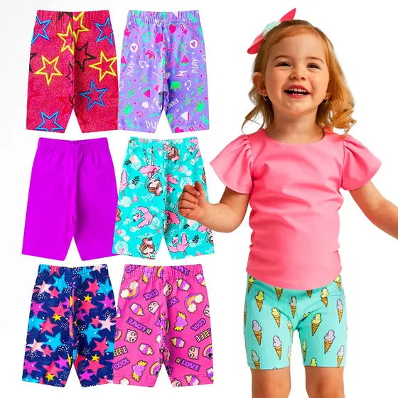 Kit 2, 3 ou 5 Peças Shorts Ciclista Infantil Cotton Menina Premium 1 ao 8 Verão Feminino