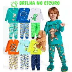 Kit 6 Peças Pijama Infantil Brilha no Escuro Inverno Menino Sortidos Infantil Masculina