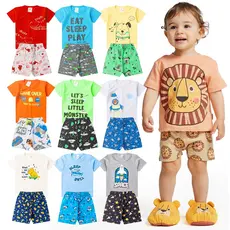 Kit 2, 4 ou 6 Peças Pijama Infantil Brilha no Escuro Menino Verão Roupa Infantil Masculino