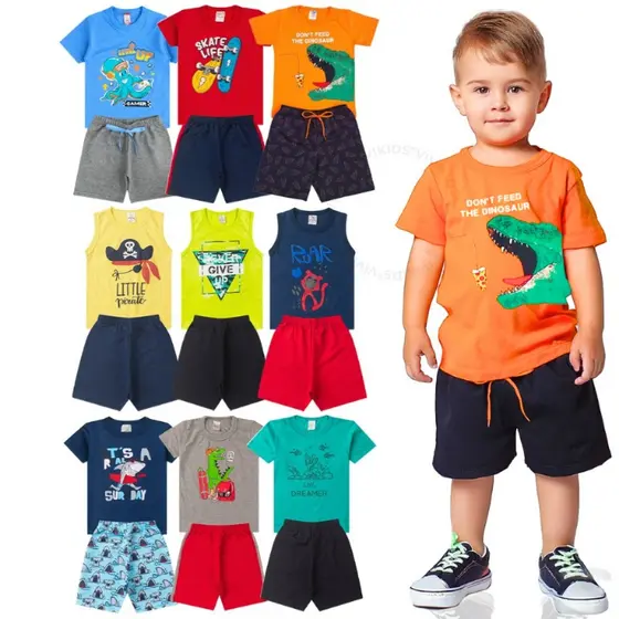 Conjunto Infantil Menino 1 ao 14 Kit 4 Peças Verão Roupa Masculino Criança