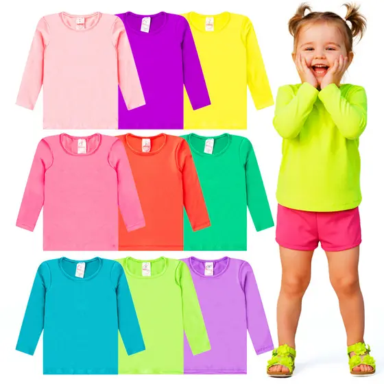 Kit 2 ou 3 Blusas Térmicas  Proteção Solar Menina