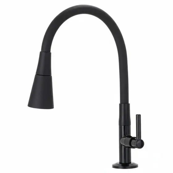 Torneira Bancada Cozinha Gourmet Preta Flexivel 2 Jatos 1/4 de volta para mesa pia bancada e mármore