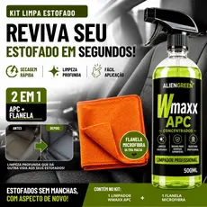 Kit Automotivo Limpador APC+Flanela Multiuso Wmaxx Concentrado Tira Manchas Limpa Estofado Uso Geral