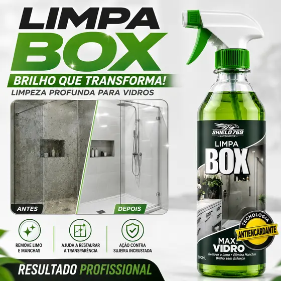 Limpa Vidro Box Banheiro Blindex Vidroclean Brilho Mil 500ml - Remove Manchas Gordura e Calcário