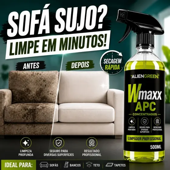 Limpa Sofá Estofado Forro Pvc - Concentrado 500ml - Tecido/Couro  - Spray Espuma