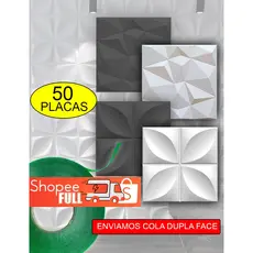 Kit 50 Placas - kit 5 placas PVC 3D Revestimento de Parede Decorativa 25x25 cm