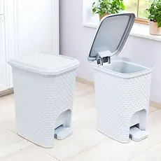 Lixeira 7L Com Pedal Tampa Rattan Para Cozinha Banheiro Escritório Compacta