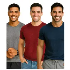 Kit 3 Camisetas PLUS SIZE MESCLA. Uso casual e esportivo. Curve.