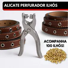 Alicate de Ilhos Aplicador e Perfurador Com 100 Ilhoses Artesanal