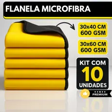 Kit 10 Pano Flanela Microfibra Automotiva 600GSM Premium Para Lavagem polimento de Carro