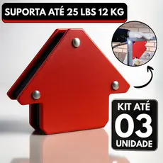 Kit 03 Esquadro Magnético Para Solda Imã 12 kg 25 LBS Ângulo 45° 90° 135° 180°