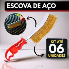 Escova De Aço Manual Curva Cabo Anatômico Para Limpeza Pesada de Churrasqueira, Serralheria, Ferrugem
