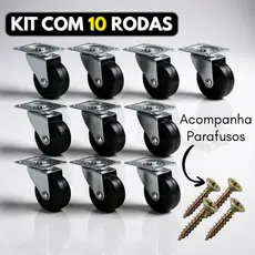 Kit 10 Rodinhas Para Moveis Pesado Com Parafusos Reforçada Rodizio Giratorio