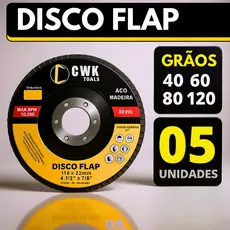 Kit 05 Disco Flap Lixa Para Madeira Aço e Ferro Flap Disc Lixadeira 4.1/2 Grão 40 - 60 - 80 - 120 10.300 RPM