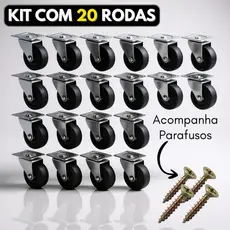 Kit 20 Rodinhas Para Moveis Pesado Com Parafusos Reforçada Rodizio Giratorio
