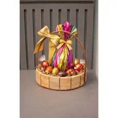 Kit 20 Cesta Redonda De Madeira Pinus Cestas Presente Chocolates 13cm