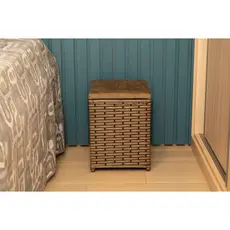 Puff Baú Cesto Organizador Multiuso Com Assento  Suede- P