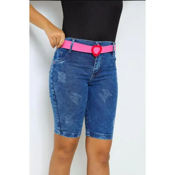 Shorts  Pedal Jeans infantil e Juvenil Meia Coxa Com Elastano moda infantil