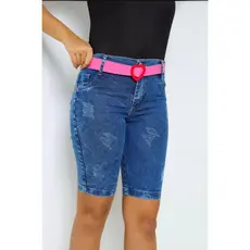 Shorts  Pedal Jeans infantil e Juvenil Meia Coxa Com Elastano moda infantil
