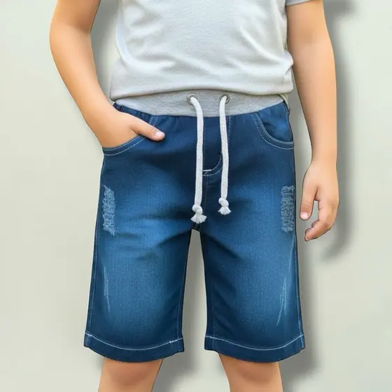 Bermuda Infantil e Juvenil com Cós de Moletom Masculina com Elastano 1 ao 16 Festa Menino Básica